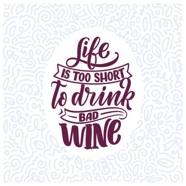 Şarap harfi kompozisyonu modern tarzda. Alkol içeceği bar içeceği konsepti. Baskı ya da poster için klasik tipografi. Vektör illüstrasyonu.