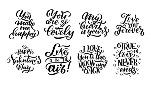 Schriftzitate Über Die Liebe Handgezeichnete Typografie Plakate Für Grußkarten Valentinstag — Stockvektor