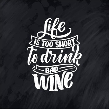 Şarap harfi kompozisyonu modern tarzda. Alkol içeceği bar içeceği konsepti. Baskı ya da poster için klasik tipografi. Vektör illüstrasyonu.