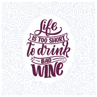 Şarap harfi kompozisyonu modern tarzda. Alkol içeceği bar içeceği konsepti. Baskı ya da poster için klasik tipografi. Vektör illüstrasyonu.