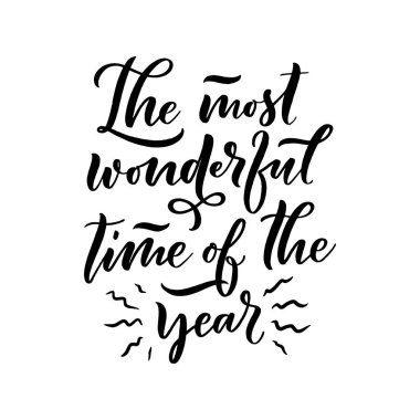 Noel sözü. Kış Xmas sloganı. El çizimi kaligrafik harfler. Davetiye tasarımı için ilham verici bir metin. Vektör illüstrasyonu