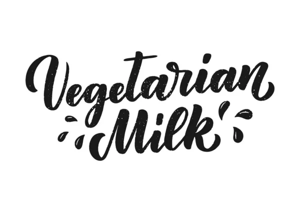 Wegetariańskie Napisy Mleka Baner Logo Projekt Opakowania Organiczne Odżywianie Zdrowej — Wektor stockowy