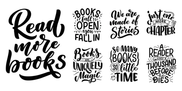 Set Con Letras Abstractas Sobre Libros Lectura Para Diseño Póster — Vector de stock