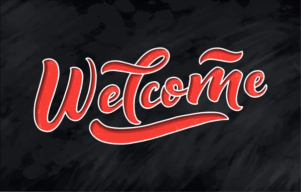 Croquis Main Bienvenue Typographie Lettrage Signe Art Dessiné Texte Motivationnel — Image vectorielle