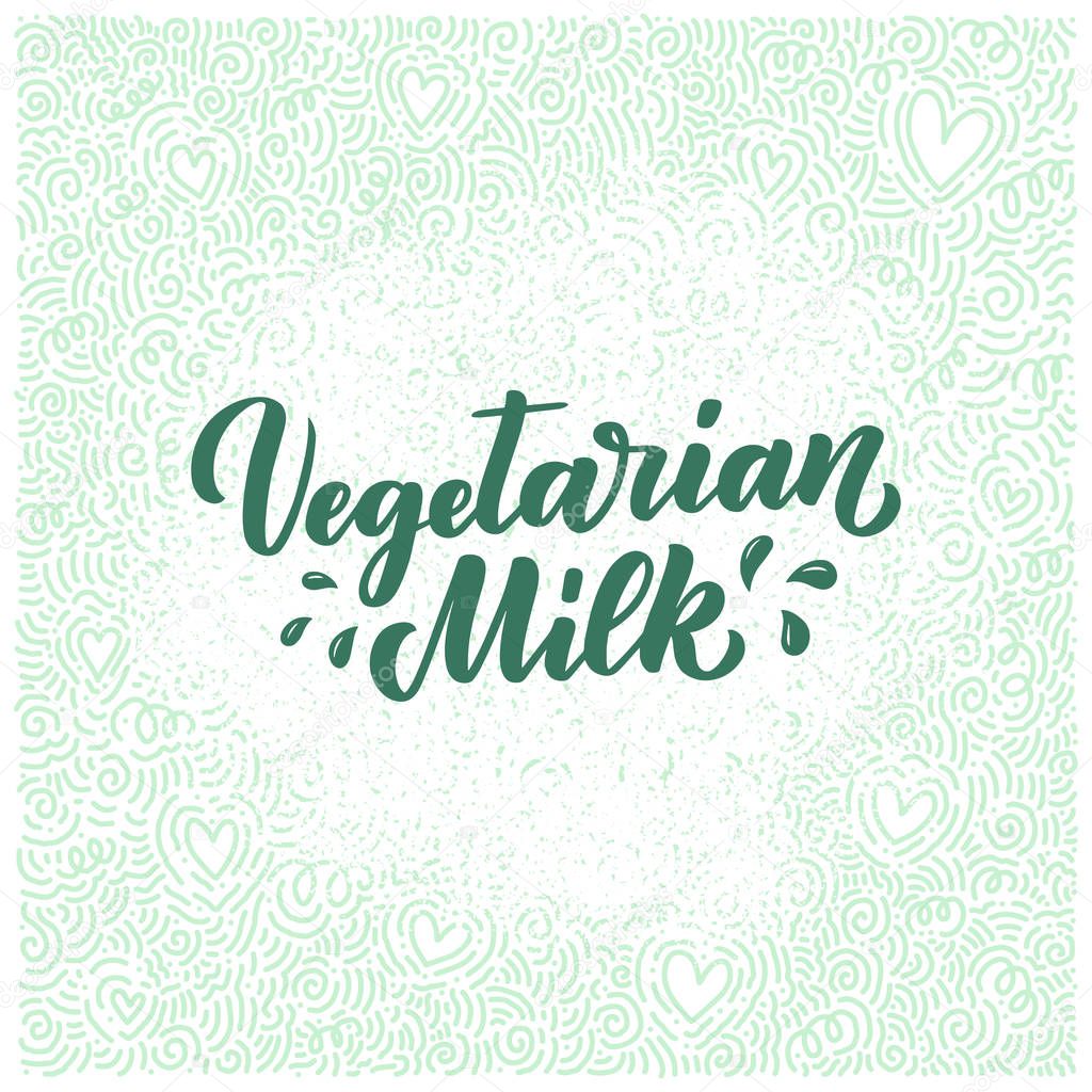 Almond milk lettering for banner, logo and packaging design. Organic nutrition healthy food. Phrase about dairy product. Vector illustration