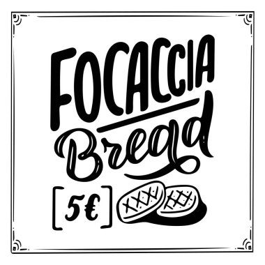 İtalyan yemek menüsü - dishe isimleri. Tasarımın için harf cümleleri, stilize çizim, el yapımı kompozisyon. Vektör illüstrasyonu