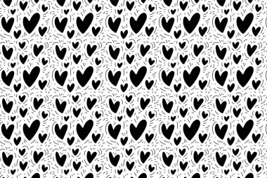 Çizim kalpli parmak izi tasarımı için karalama deseni. Soyut geometrik arkaplan. Modern grafik tasarım için hoş kumaş dokusu. Vektör illüstrasyonu