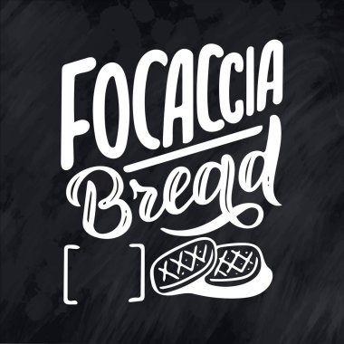 İtalyan yemeğinin adı. Menü tasarımın için harf cümlesi, kafe için stilize çizim, el yapımı kompozisyon. Vektör illüstrasyonu