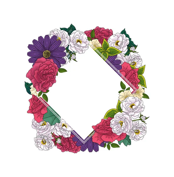 Cartão Convite Floral Casamento Salve Design Data Com Rosa Flores — Vetor de Stock