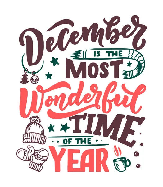 Diciembre Cita Inspiradora Tipografía Para Calendario Póster Invitación Tarjeta Felicitación — Vector de stock