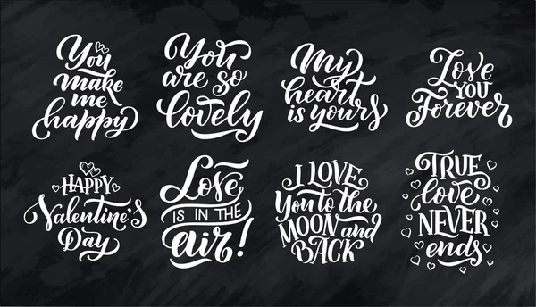 Set Van Brieven Citaten Liefde Met Hand Getekende Typografie Posters — Stockvector