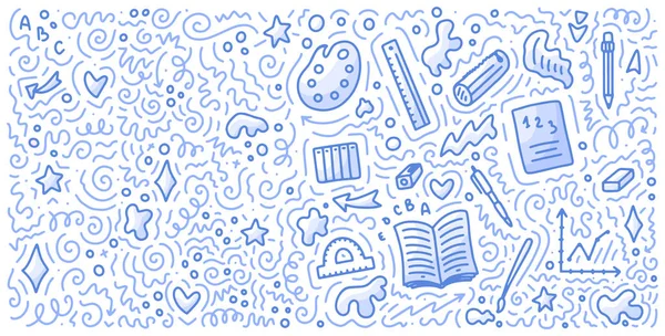 Bienvenido Nuevo Cita Letras Escuela Doodle Fondo Plantilla Para Venta — Vector de stock