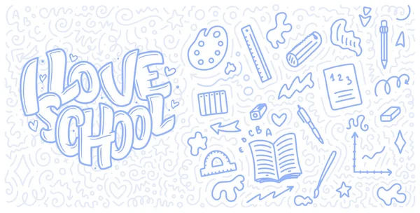 Bienvenido Nuevo Cita Letras Escuela Doodle Fondo Plantilla Para Venta — Vector de stock