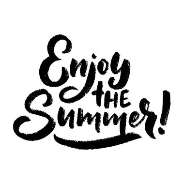 Summer hakkında yazı yazan vektör el çizimi. Seyahat acentesi için el yazısı, plaj partisi. Kartpostal, tişört veya poster için harika bir tasarım..