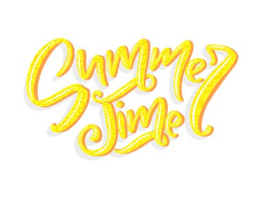 Vektör yaz saati çizilmiş yazı - el. İzole hat Turizm Acenteleri, yaz partisi için. Kartpostal, t-shirt veya poster için büyük tasarım.