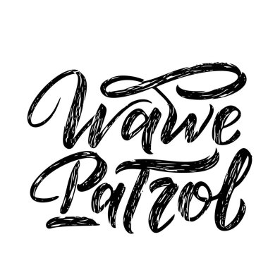 Posterler, baskılar, kartlar için sörf harfleri. Sörfle ilgili tekstil tasarımı. Vektör vintage çizimi.