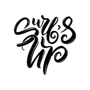 Posterler, baskılar, kartlar için sörf harfleri. Sörfle ilgili tekstil tasarımı. Vektör vintage çizimi.