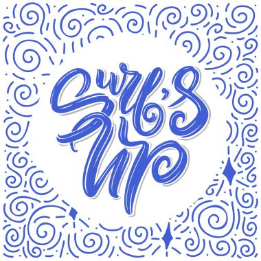 Posterler, baskılar, kartlar için sörf harfleri. Sörfle ilgili tekstil tasarımı. Vektör vintage çizimi.