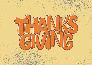 Elle çizilmiş Şükran Günü tipografi posteri. Kutlama mektupları alıntısı. Eski model. Vektör illüstrasyonu