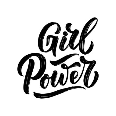Kız Gücü - harflerden alıntı. Kaligrafi ilhamı grafik tasarım tipografi elementi. Elle yazılmış kartpostal. Sevimli basit vektör işareti, el çizimi tarzı. Tekstil baskısı