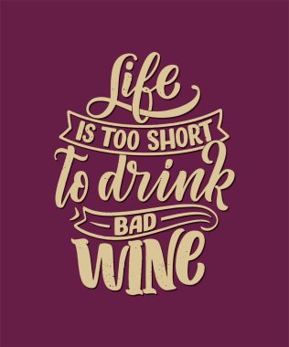 Şarap harfi kompozisyonu modern tarzda. Alkol içeceği bar içeceği konsepti. Baskı ya da poster için klasik tipografi. Vektör illüstrasyonu.