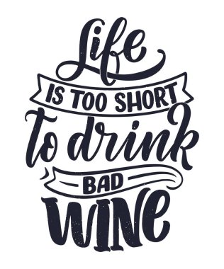 Şarap harfi kompozisyonu modern tarzda. Alkol içeceği bar içeceği konsepti. Baskı ya da poster için klasik tipografi. Vektör illüstrasyonu.