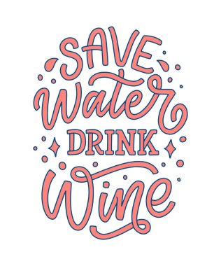 Şarap harfi kompozisyonu modern tarzda. Alkol içeceği bar içeceği konsepti. Baskı ya da poster için klasik tipografi. Vektör illüstrasyonu.