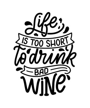 Şarap harfi kompozisyonu modern tarzda. Alkol içeceği bar içeceği konsepti. Baskı ya da poster için klasik tipografi. Vektör illüstrasyonu.