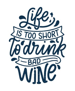 Şarap harfi kompozisyonu modern tarzda. Alkol içeceği bar içeceği konsepti. Baskı ya da poster için klasik tipografi. Vektör illüstrasyonu.