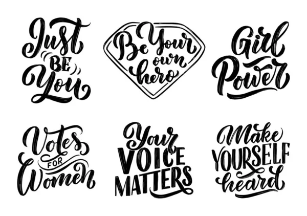 Írásos Idézetek Női Hangról Női Hatalomról Kalligráfia Inspiráció Grafikai Tervezés — Stock Vector