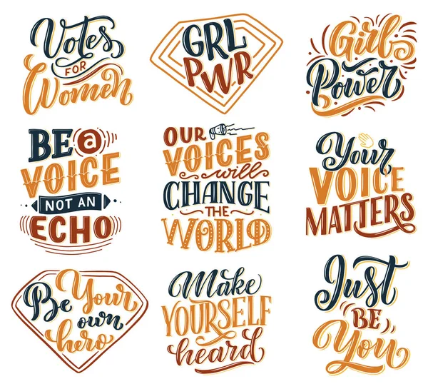 Írásos Idézetek Női Hangról Női Hatalomról Kalligráfia Inspiráció Grafikai Tervezés — Stock Vector