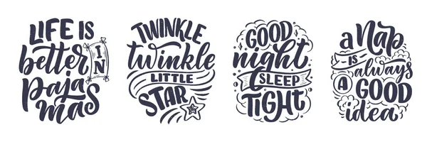 Brev Slogan om sömn och god natt. Vektor illustration design för grafik, tryck, affisch, kort, klistermärke och andra kreativa ändamål — Stock vektor