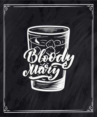 Bardaklı kokteylin adı. Kart afişi için şablon ve bar menüsü ve restoran için poster. Vektör illüstrasyonu