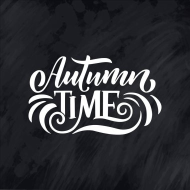 Merhaba sonbahar. El yazısı ve fırça kalem harfleri. Bayram tebrik kartı ve mevsimlik sonbahar tatili davetiyesi tasarımı. Vektör