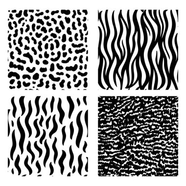 Tekstil tasarımı için kusursuz soyut hayvan desenleri. Güzel geometrik arka plan. El yapımı doku. Vektör illüstrasyonu