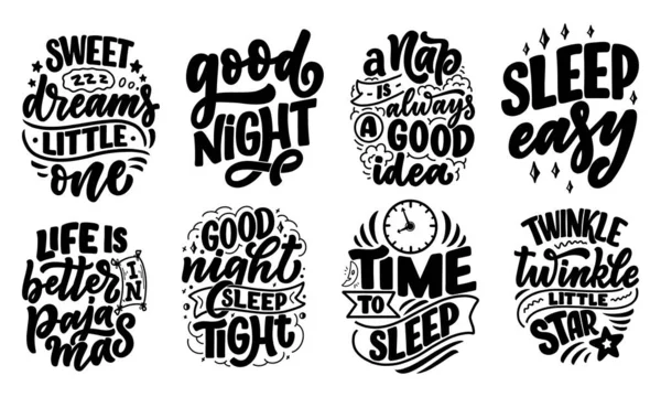 Letteratura Slogan Sul Sonno Buona Notte Disegno Illustrazione Vettoriale Grafica — Vettoriale Stock