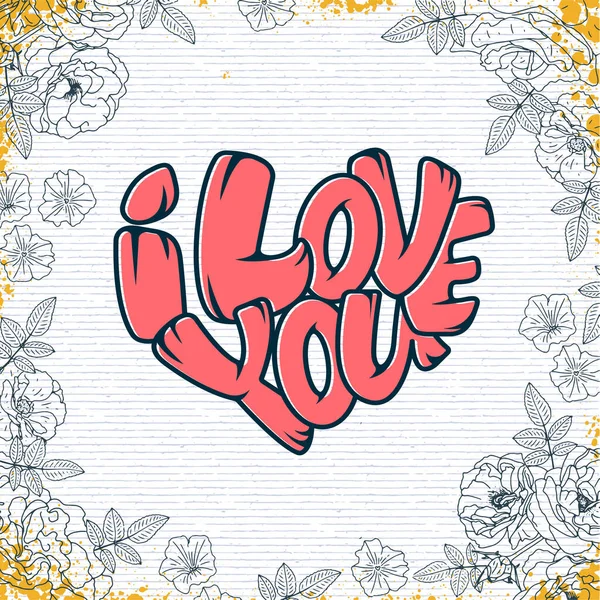 Grand Cœur Avec Lettrage Sur Amour Affiche Typographique Pour Saint — Image vectorielle