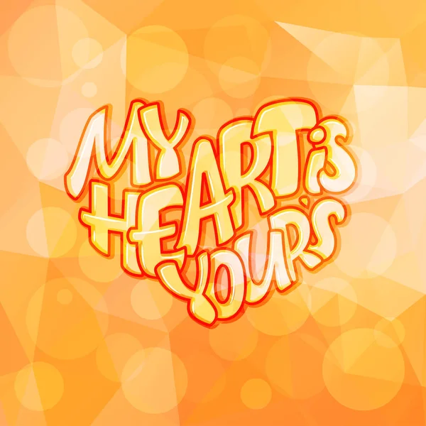 Groot Hart Met Belettering Mijn Hart Typografie Poster Voor Valentijnsdag — Stockvector
