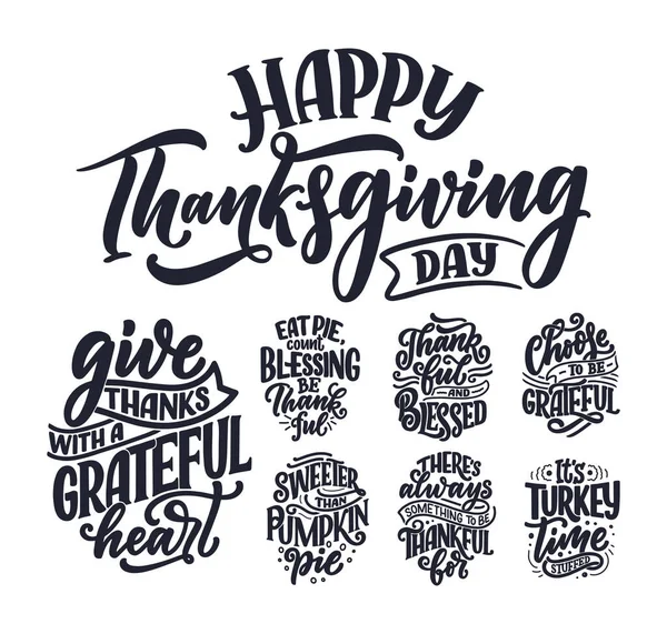 Handritade Bokstäver Citat För Thanksgiving Day Typografisk Design Gratulationskort Och — Stock vektor