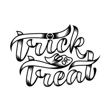 Şeker mi şaka mı? Cadılar Bayramı. Mektup kompozisyonu, tatil hediyesi kartı için harika. Vektör illüstrasyonu