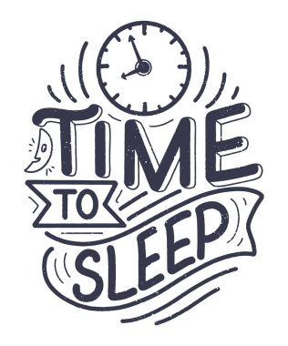 Uyku ve iyi geceler sloganı. Grafikler, baskılar, posterler, kartlar, çıkartmalar ve diğer yaratıcı kullanımlar için vektör illüstrasyon tasarımı