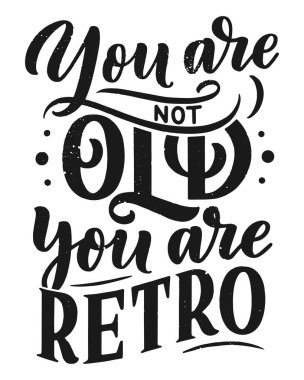 Eski usul doğum günü harfleri. Yıldönümü davetiyesi. Kutlama tasarımı için klasik davetiye şablonu. Vektör Komik alıntı