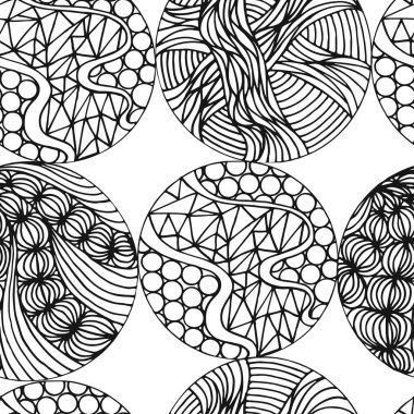 Çizim biçimi olan soyut, kusursuz arkaplan, sizin için zen karmaşası tasarım veya yetişkin boyama kitabı