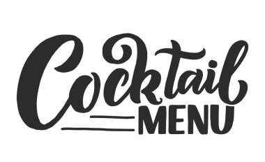 Harf cümlesi - kokteyl menüsü. Kart afişi için şablon ve bar menüsü ve restoran için poster. Vektör illüstrasyonu