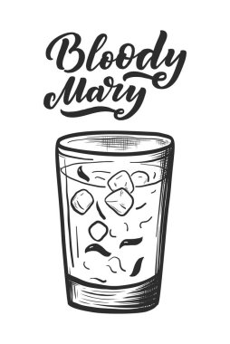 Bardaklı kokteylin adı. Kart afişi için şablon ve bar menüsü ve restoran için poster. Vektör illüstrasyonu