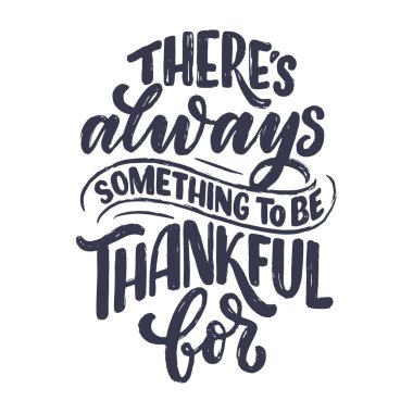 Şükran Günü için el yazması harfler. Tipografik tasarım. Tebrik kartı, poster ya da baskı şablonu. Sonbahar konsepti. Vektör İllüstrasyonu