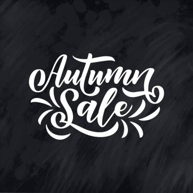 Merhaba sonbahar. El yazısı ve fırça kalem harfleri. Bayram tebrik kartı ve mevsimlik sonbahar tatili davetiyesi tasarımı. Vektör