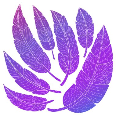 Renksiz Etnik tüyler. Kabile tüyleri Vintage Deseni. El Karalamaları. Vektör illüstrasyonu