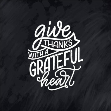 Şükran Günü için el yazması harfler. Tipografik tasarım. Tebrik kartı, poster ya da baskı şablonu. Sonbahar konsepti. Vektör İllüstrasyonu