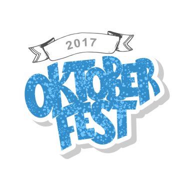 Oktoberfest logotinin vektör çizimi. Oktoberfest 'in dokulu arka plan tasarımı. Oktoberfest 'in tipografisi kutlu olsun. Elle çizilmiş Oktoberfest ikonu. Bira festivali rozeti